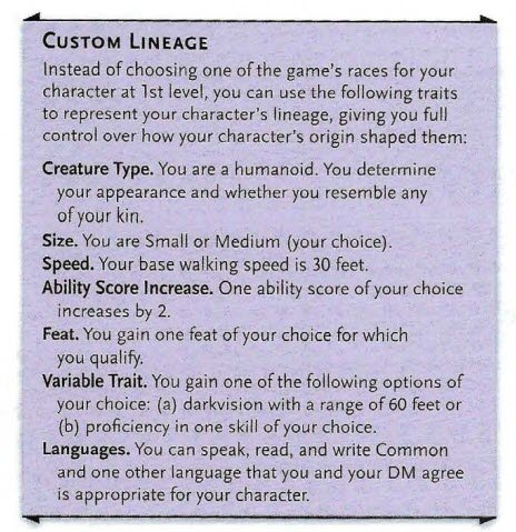 Tasha's Cauldron of Everything has D&D races with Custom Lineages
