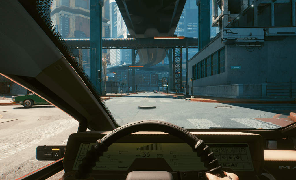 Driving in cyberpunk 2077