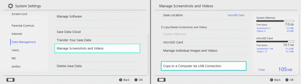 Nintendo switch media transfer: system navigation for pc