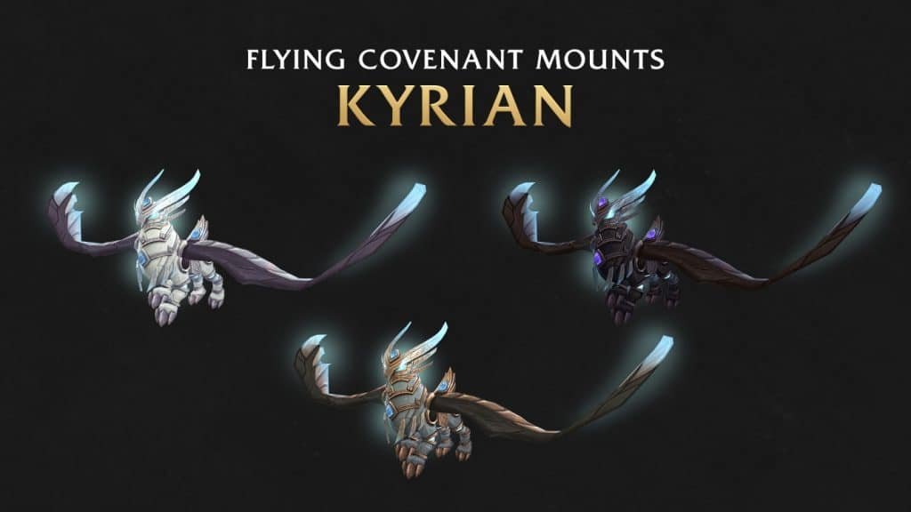 Kyrian flying mounts in world of warcraft: shadowlands