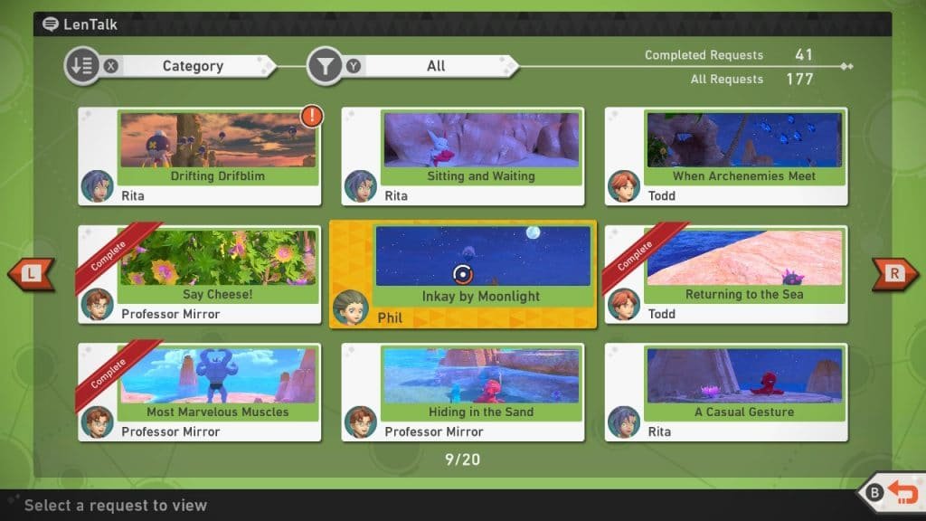 Pokémon snap requests page