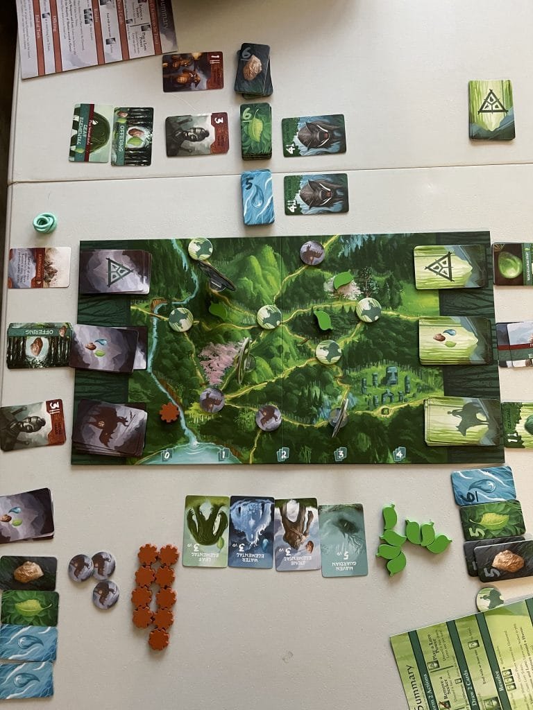 Overhead view of the game - haven: a two-player board game review