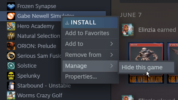 How to Hide a Game on Steam