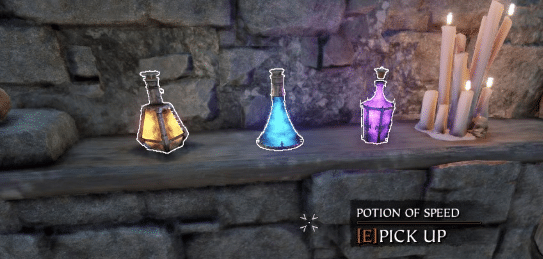 In game screenshot of potions.