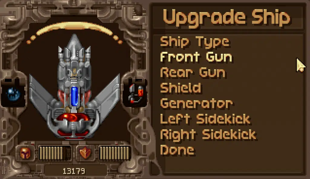 Customize screen in tyrian for shmuptember