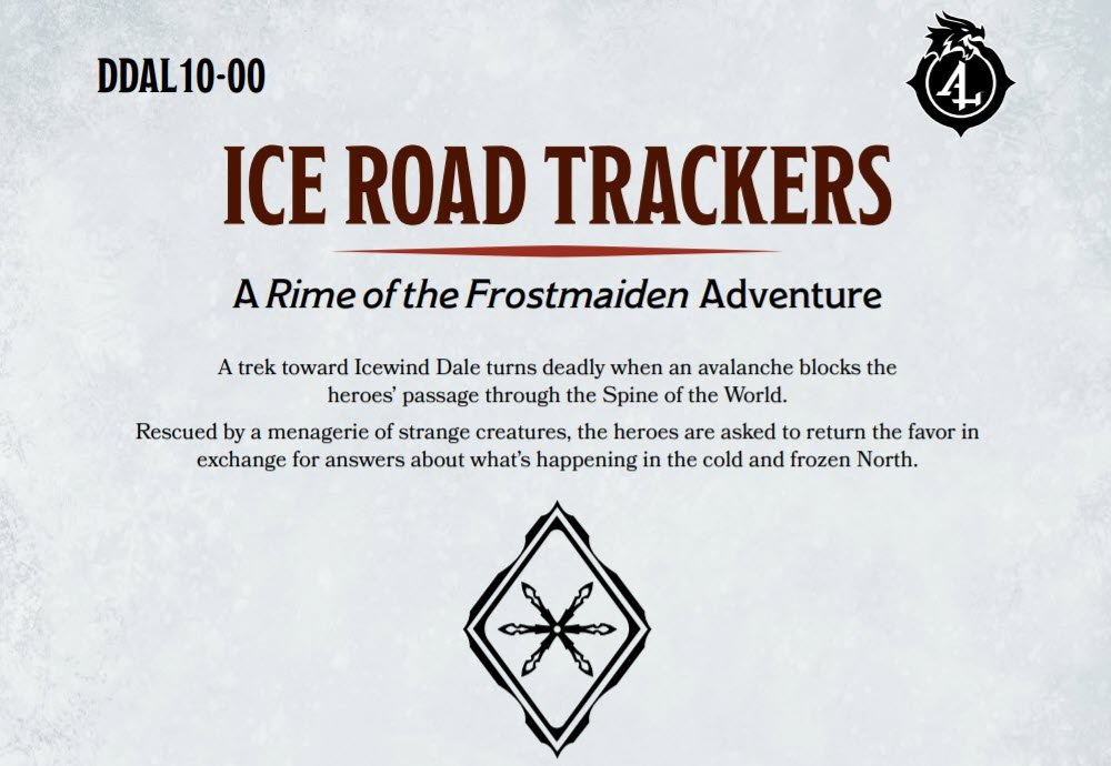 Ice road trackers on dms guild, free one-shot for d&d