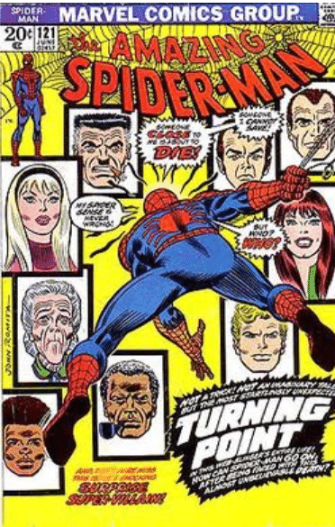 Cover of when gwen stacey dies in spider-man 121