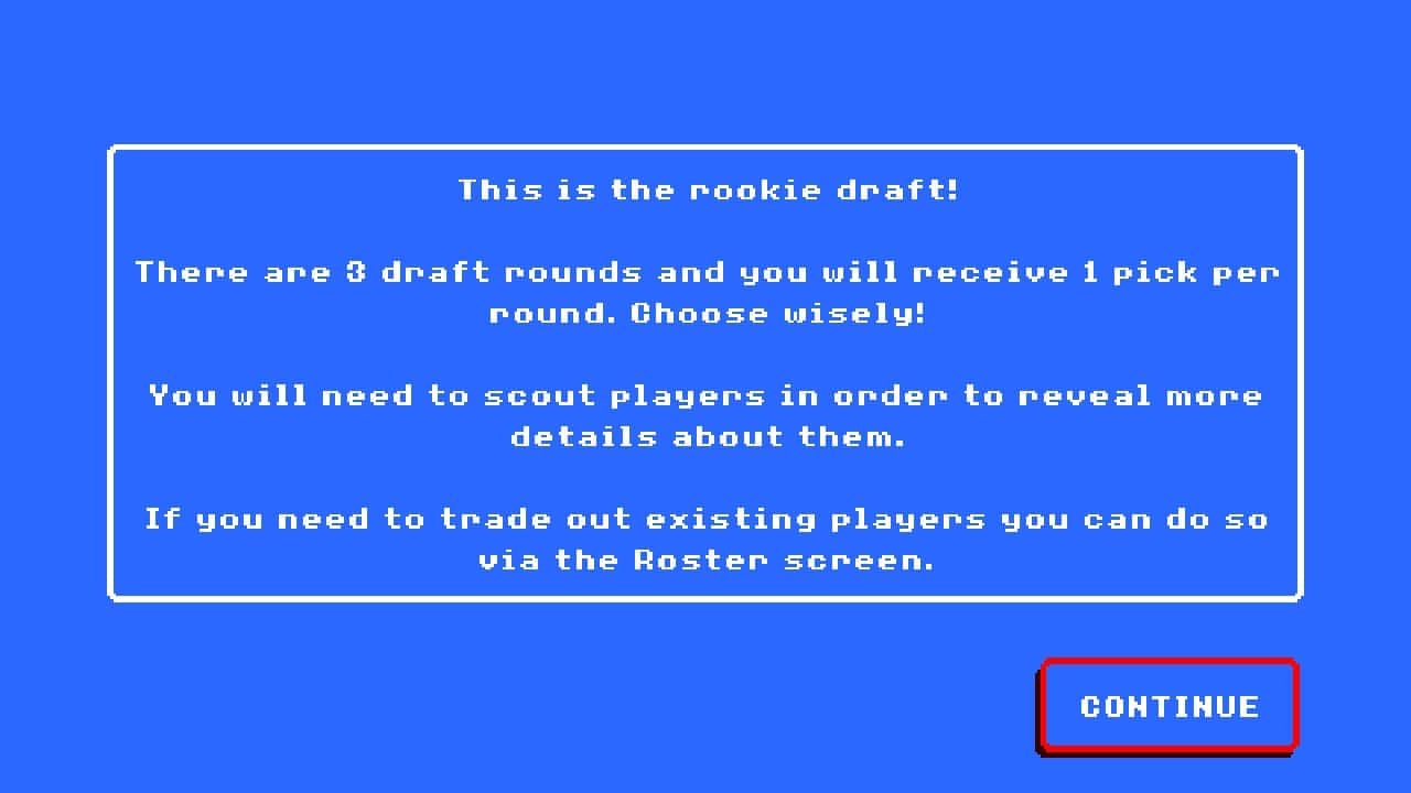 Retro bowl rookie draft scren