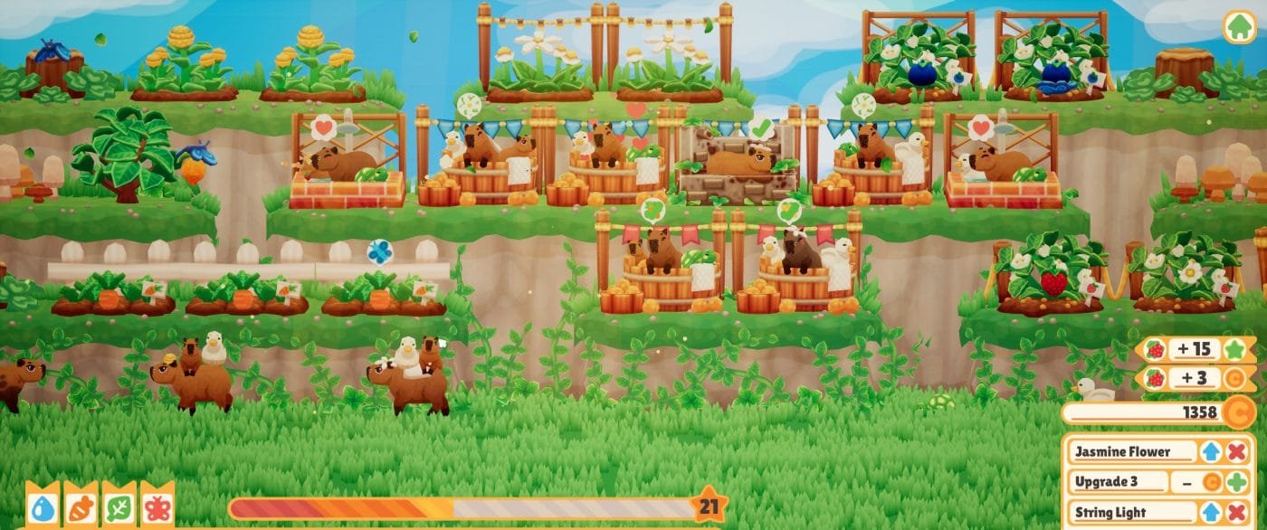 Screenshot of gameplay in capybara spa