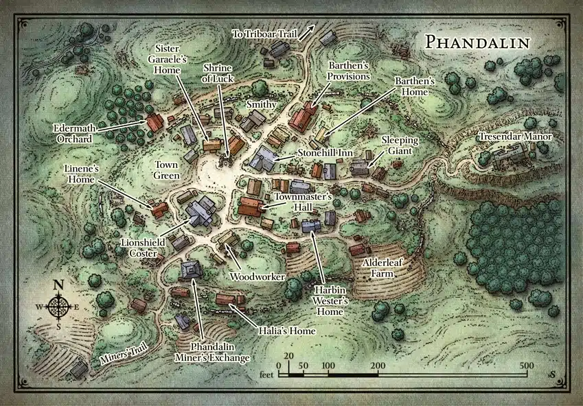 Town of phandalin map from lost mine of phandelver 5e starter kit, which is the best d&d for beginners