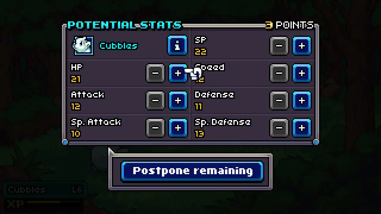 Being able to assign stats to your coromon helps them feel unique to you.