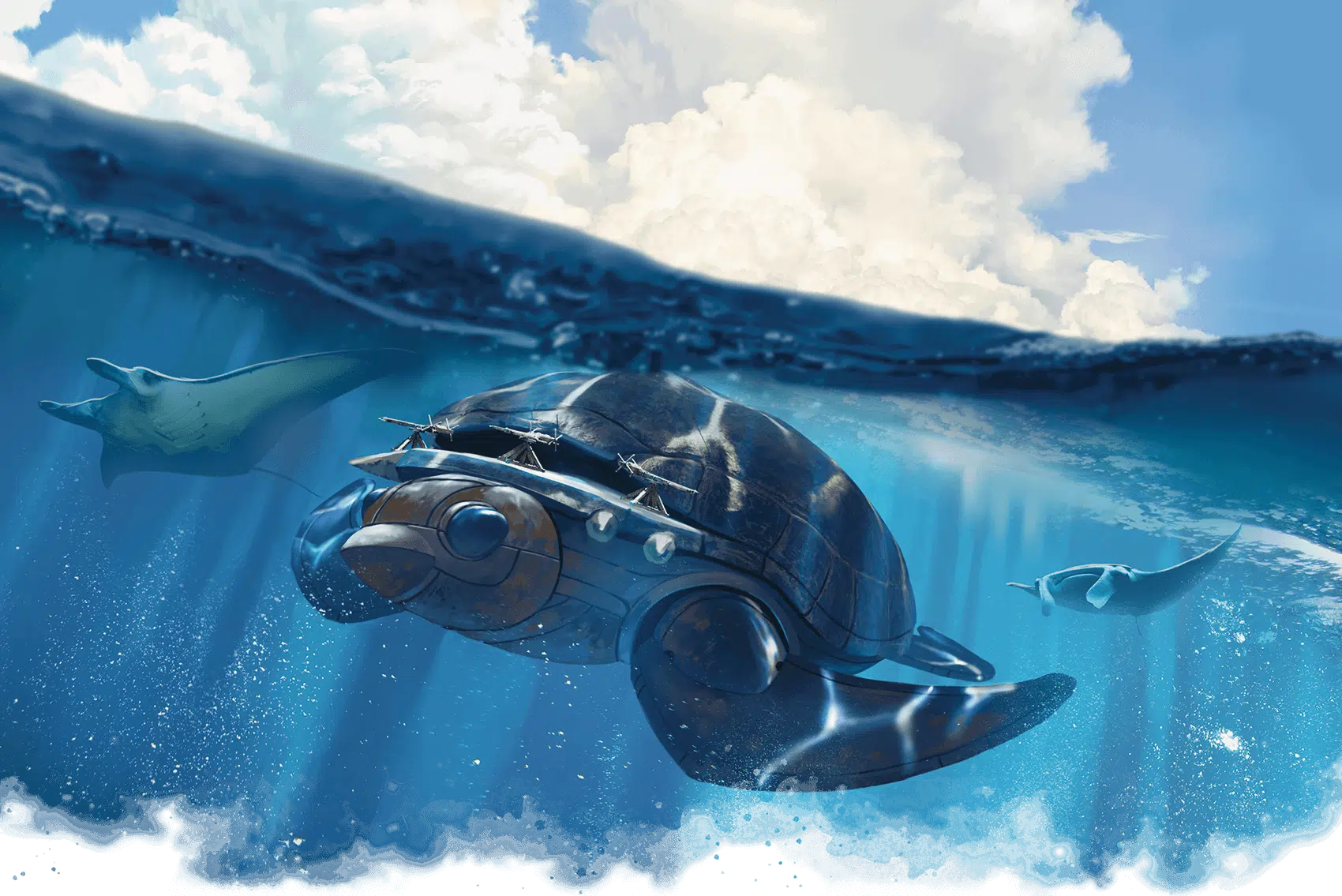 Turtle ship under water