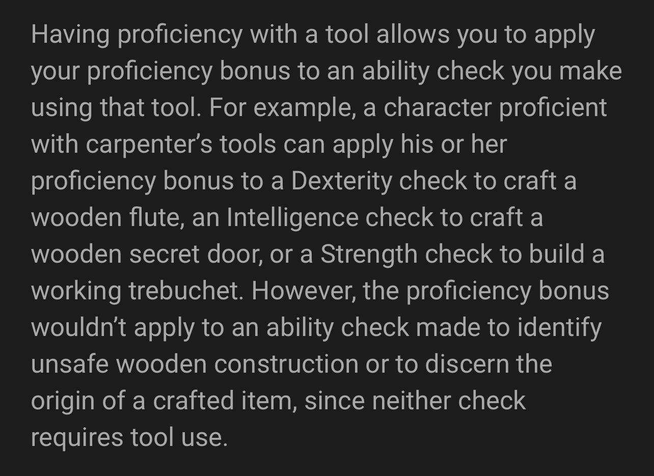 Dmg entry for rules on tool proficiency