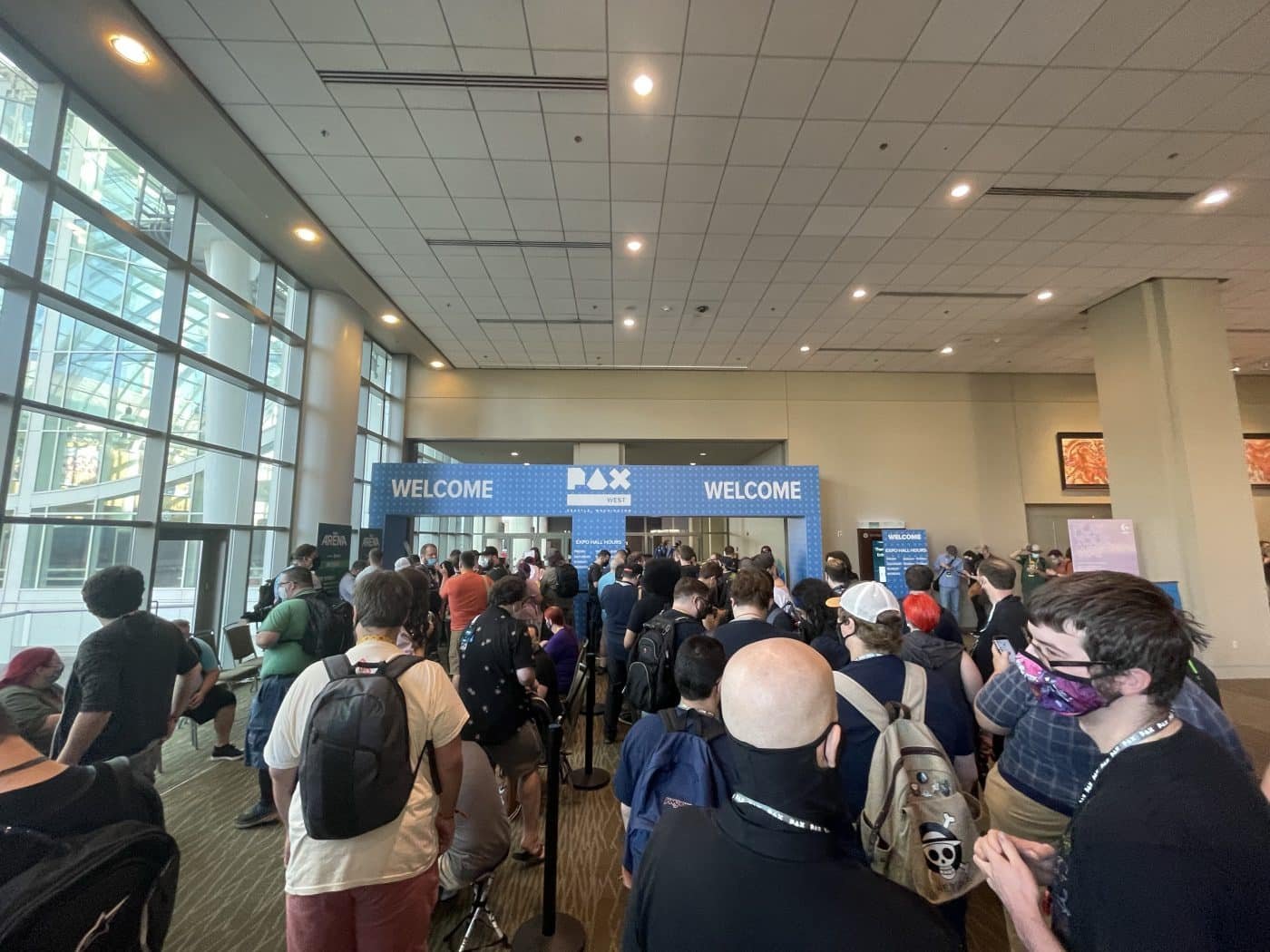 The entry line at pax west 2022.