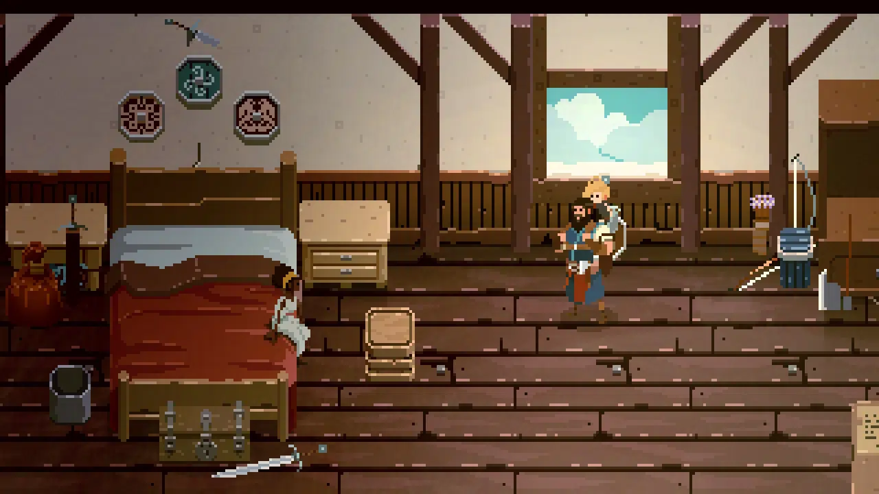 Story beats in no place for bravery take place through big action scenes and quiet moments like this one.