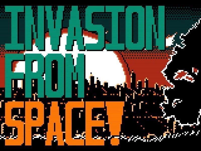 Intro screen that says "invasion from space! "