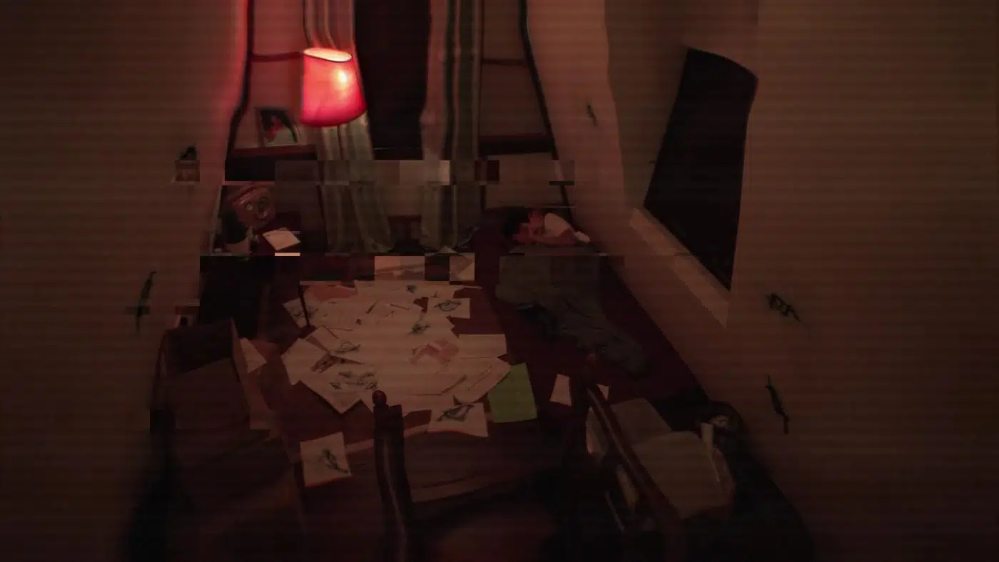 Symbols and shadowy figures appear in simulacra 3's video recordings.