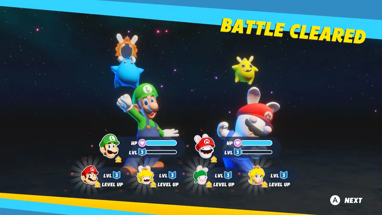 Everyone gains experience after a battle in mario + rabbids sparks of hope, regardless of whether they participated.