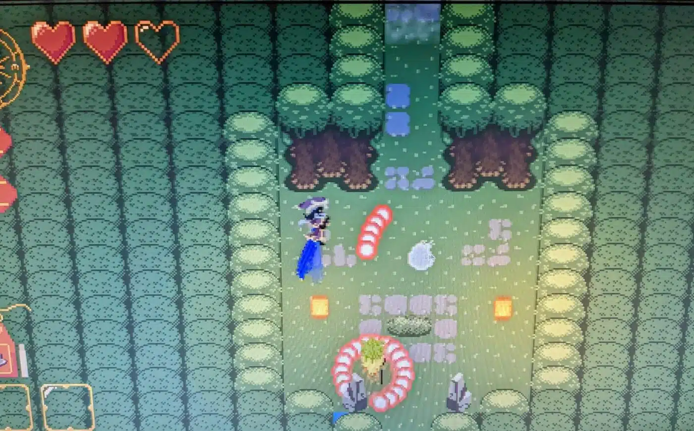 16-bit overhead world similar to snes zelda with shmup bullet patterns