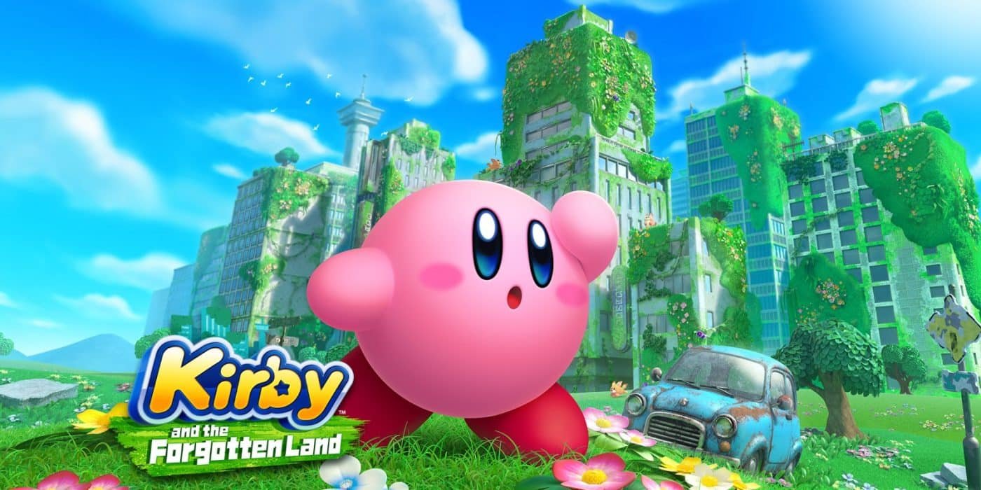Kirby stands before the ruins of a modern city - geek to geek media’s game of the year awards 2022