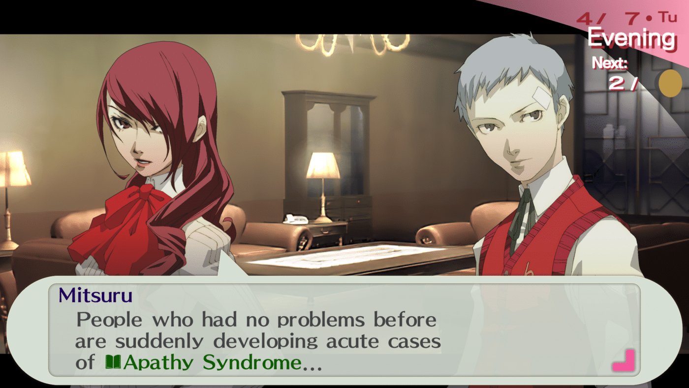 Much of persona 3 portable unfolds like a visual novel.