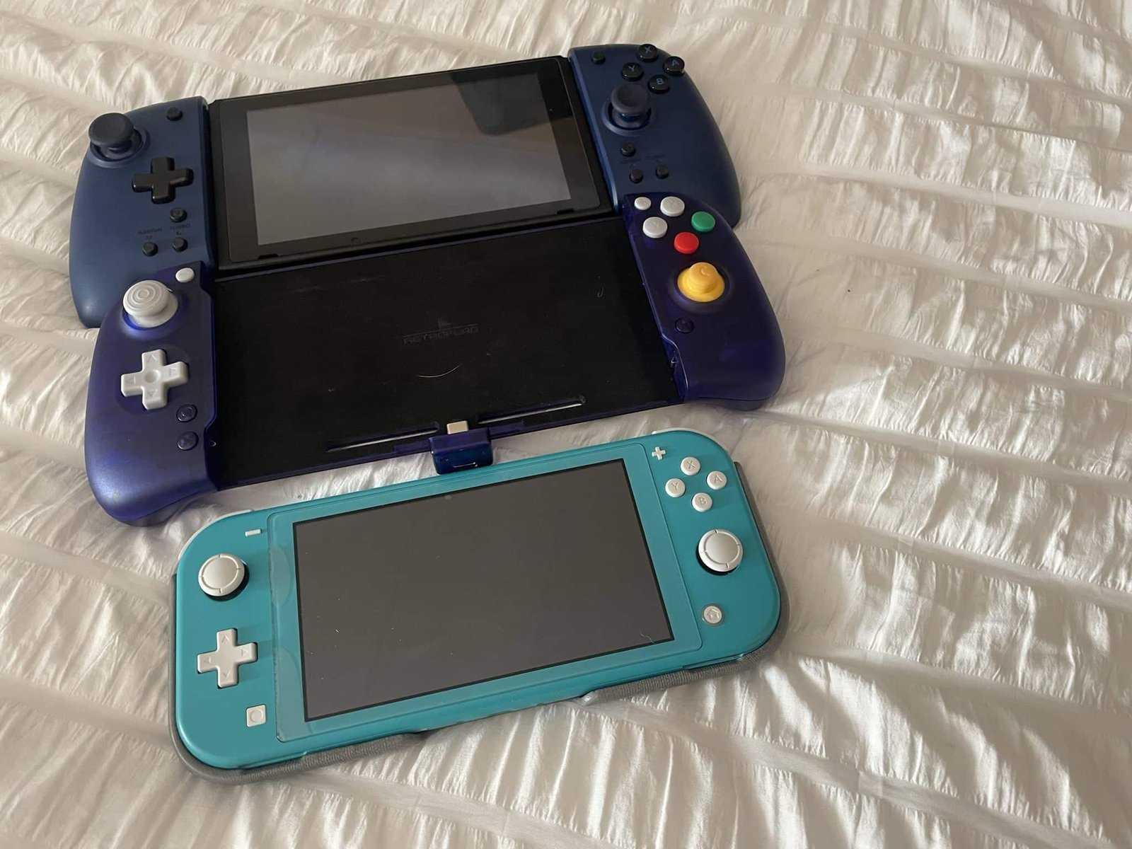 The retroflag is a bit smaller than a switch with hori split pad pro controllers.