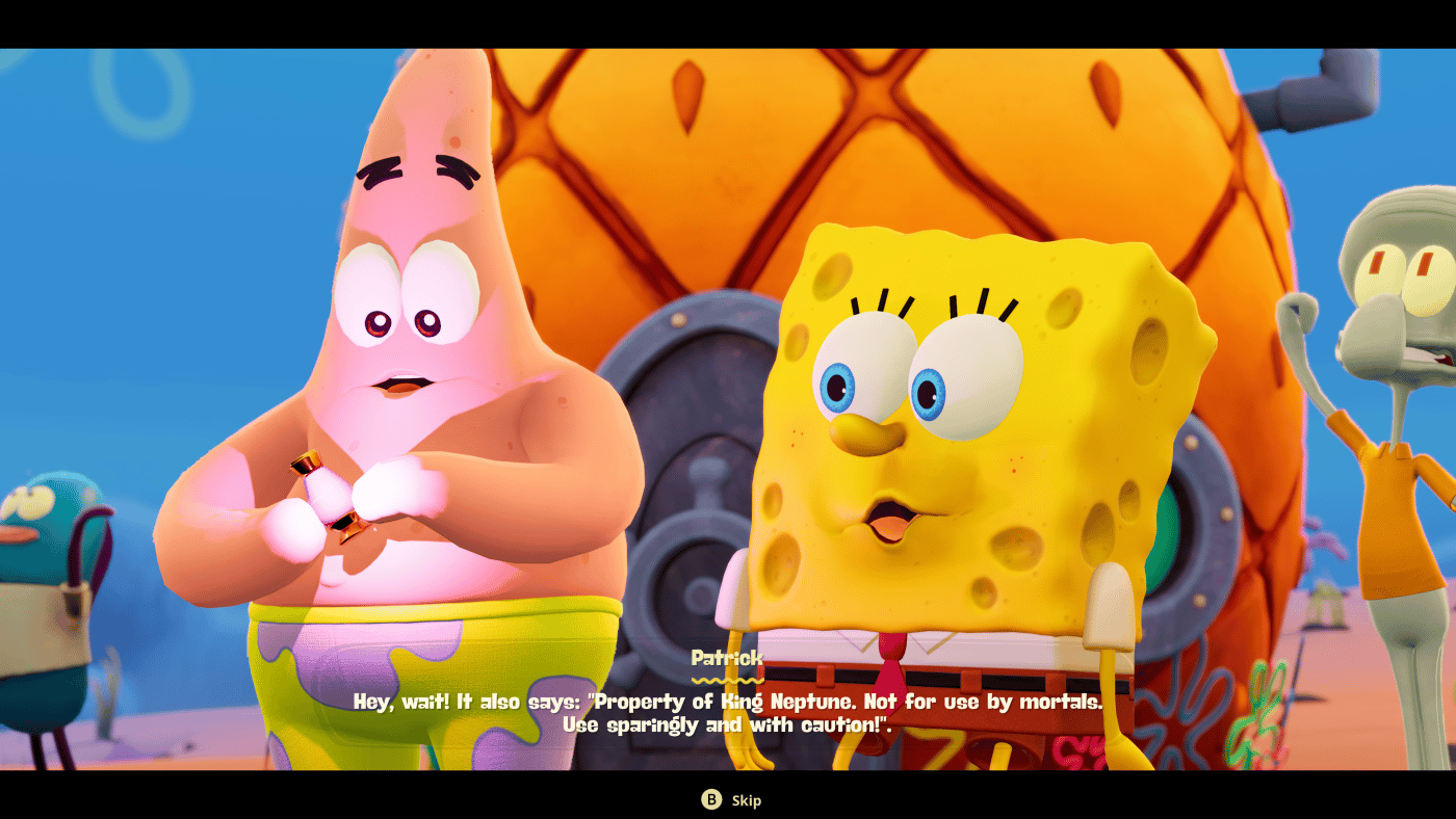 Spongebob squarepants: the cosmic shake has lots and lots of cutscenes. Lots of them.