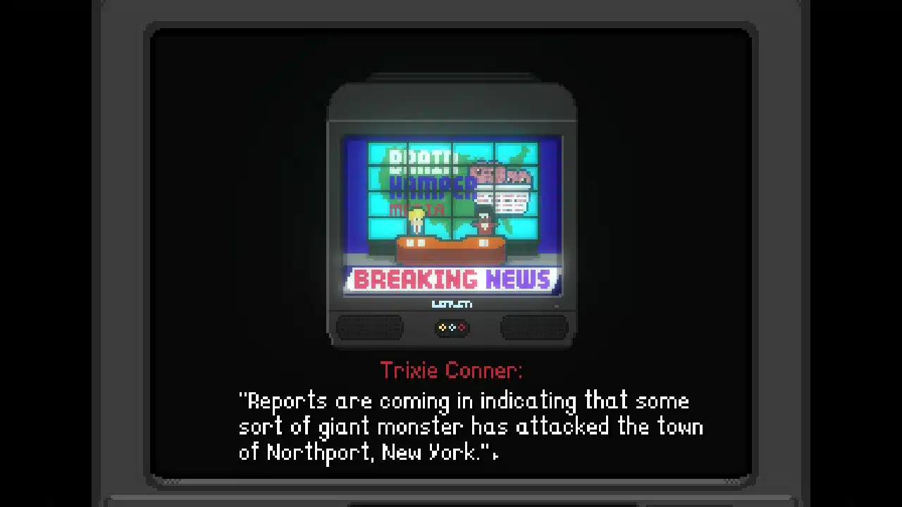 News reports fill in the story in terror of hemasaurus.