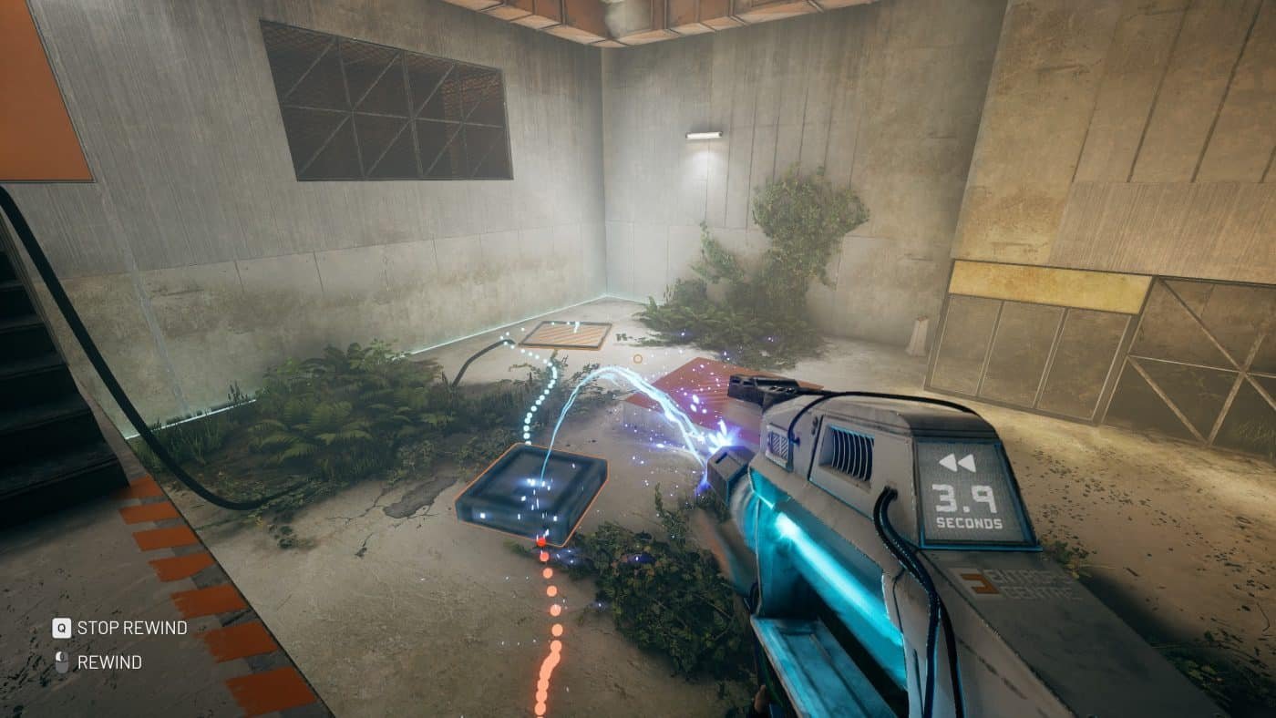 The entropy gun hits a box with a beam. You can see dotted lines emanating from the box to show its path.
