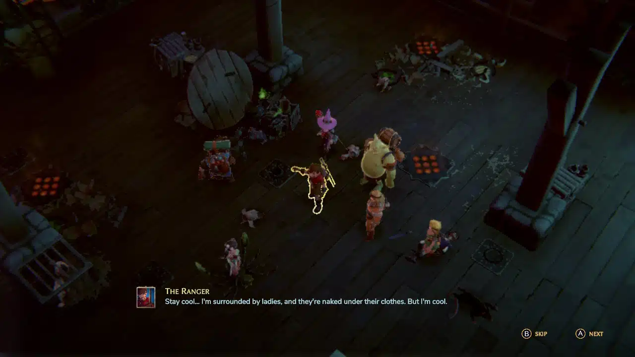The dungeons of naheulbeuk is full of silly dialog that aims to reflect real world dungeons and dragons parties... Including your awkwardly toxic friend.