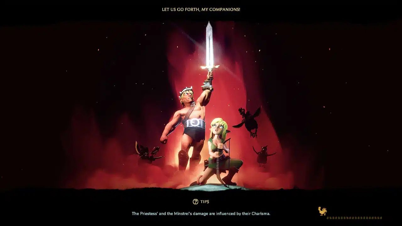 Every load screen in the dungeons of naheulbeuk has a great art piece, which is great since you will be looking at them a lot.