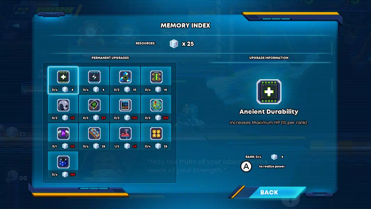 The "memory index" in 30xx allows you to purchase permanent upgrades.