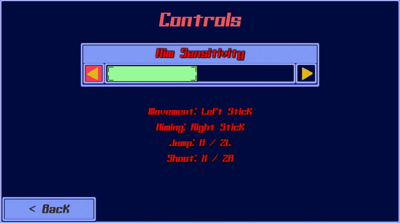 The controls menu in escape from terror city only lets you change look sensitivity.