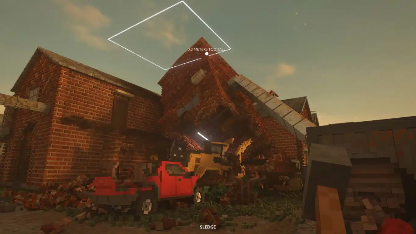 A destroyed tower in teardown manages to still stand 0. 3 meters too tall.