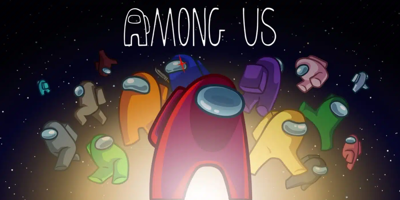 Among us art depicting cartoony astronauts