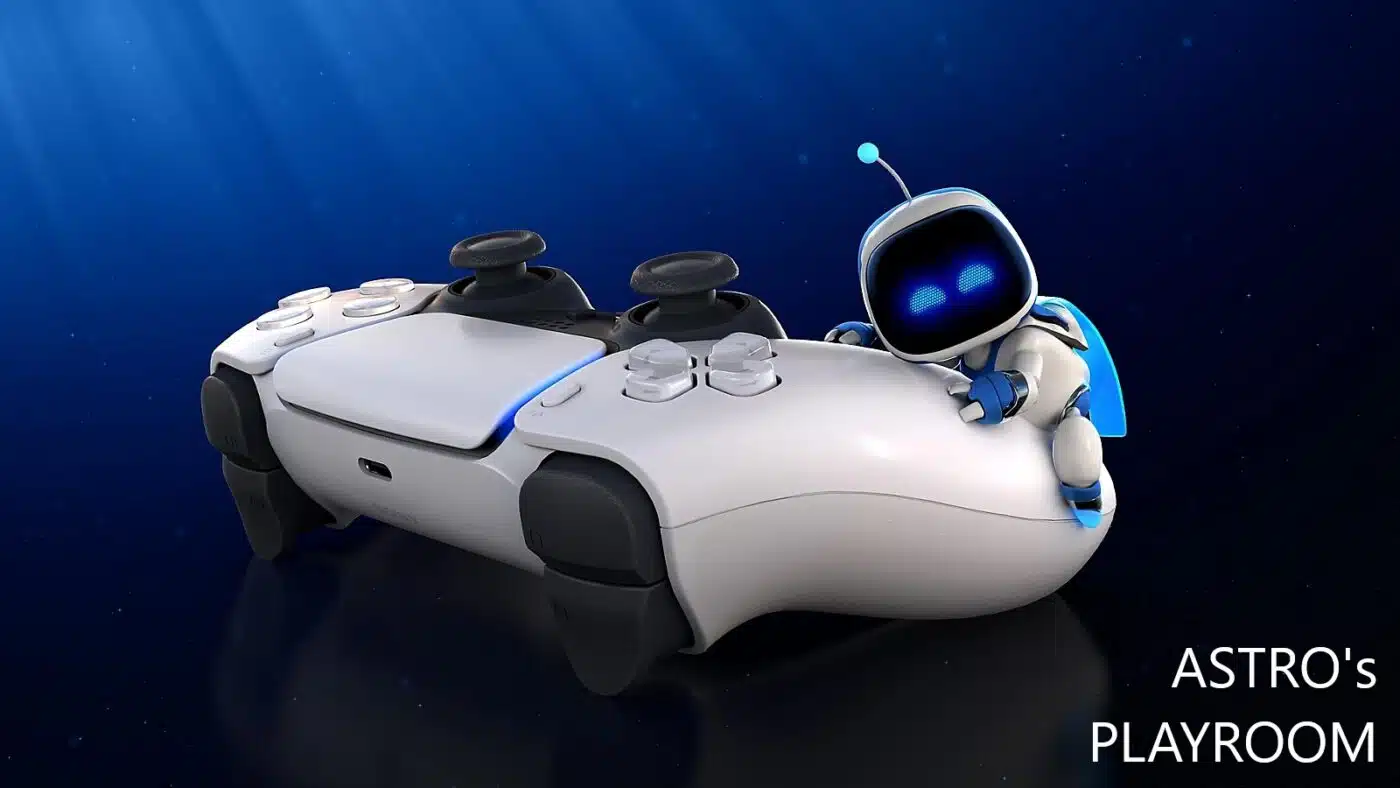 Astro hugs a ps5 controller