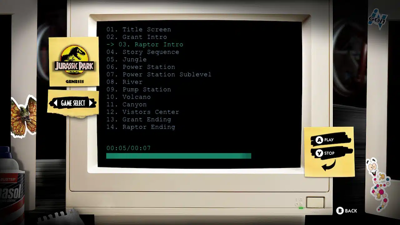 The biggest "bonus" in the jurassic park classic games collection is a music player.