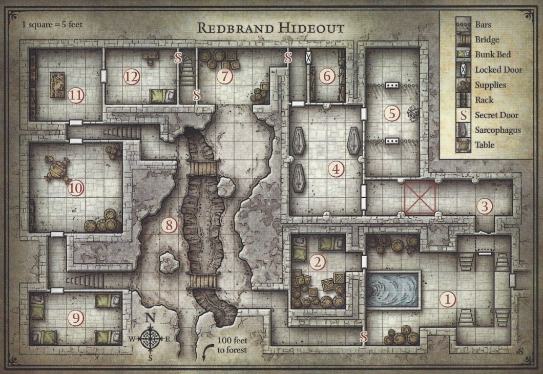 Redbrand Hideout Map from Lost Mine of Phandelver