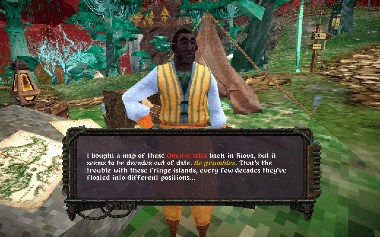 This early npc in dread delusion is meant to nudge you towards finding a map. I did not listen.
