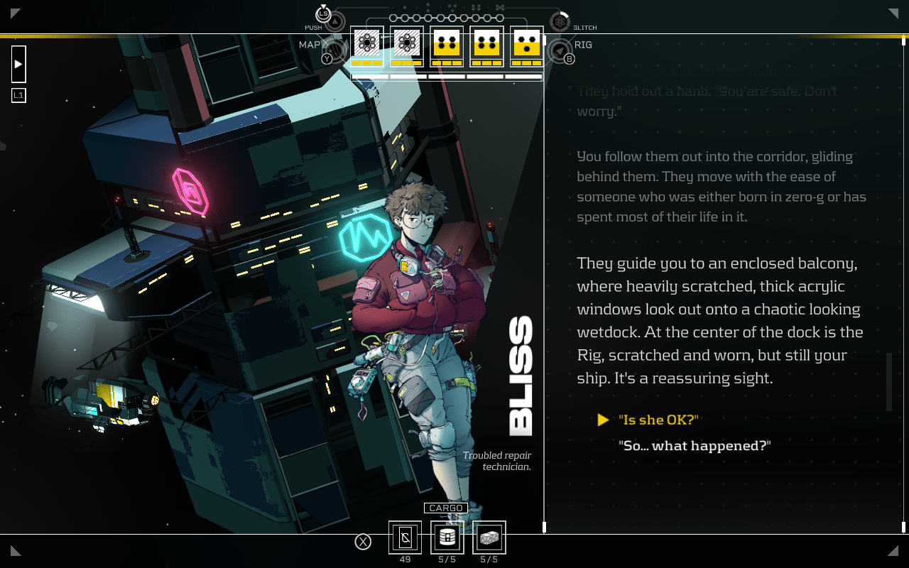 Bliss shows you the rig. Citizen sleeper on steam deck.