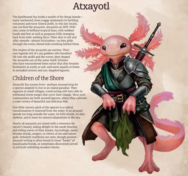 Atxayotl axolotl species for dnd 5e