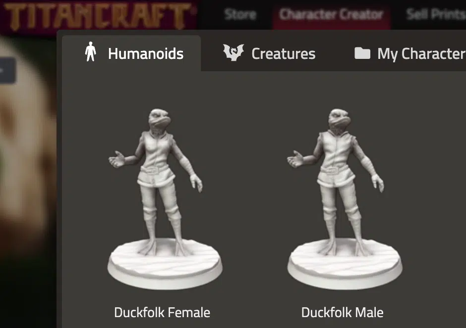 Titancraft free duck miniatures stls
