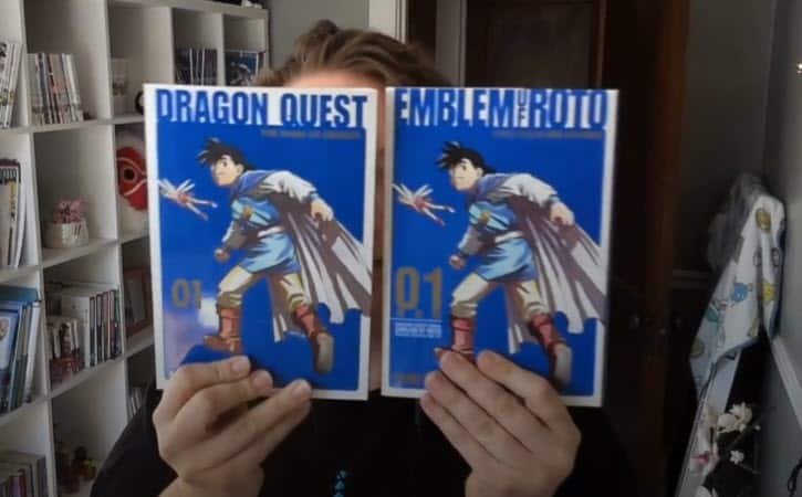 The japanese emblem of roto cover side by side with the english mark of erdrick cover