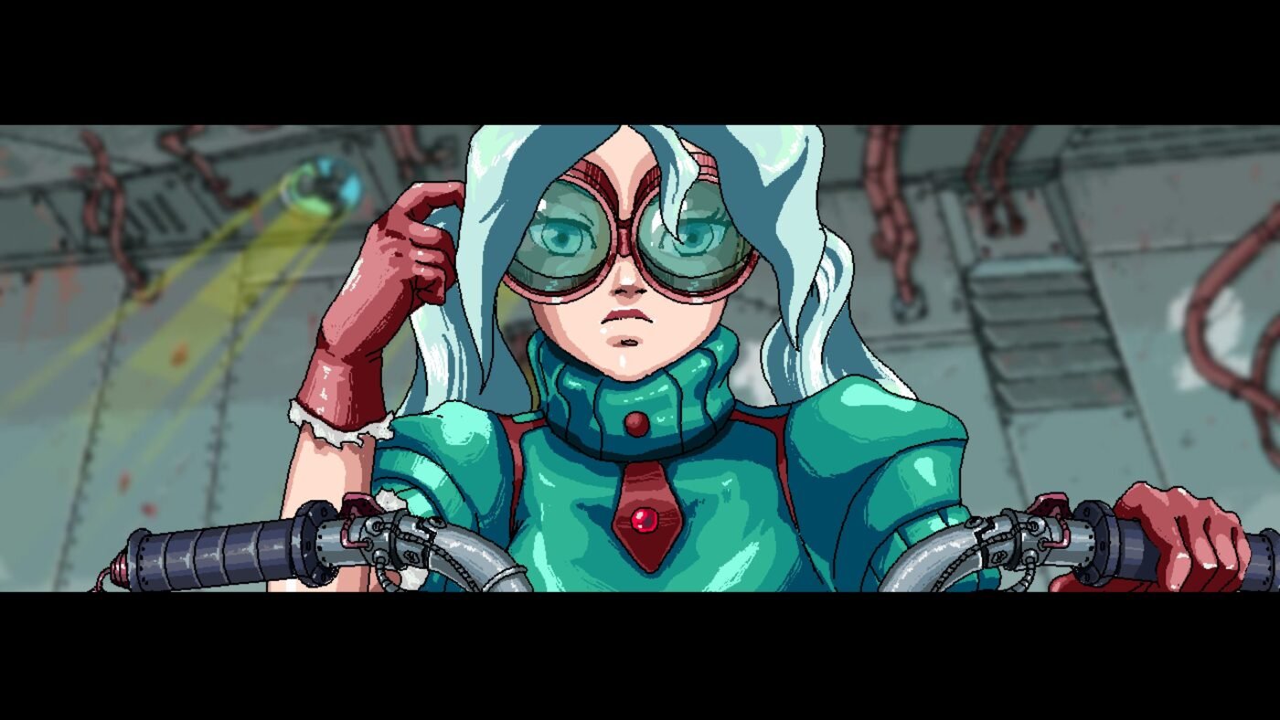 Shockwave triggers cutscene: amira adjusts for flight goggles before take-off