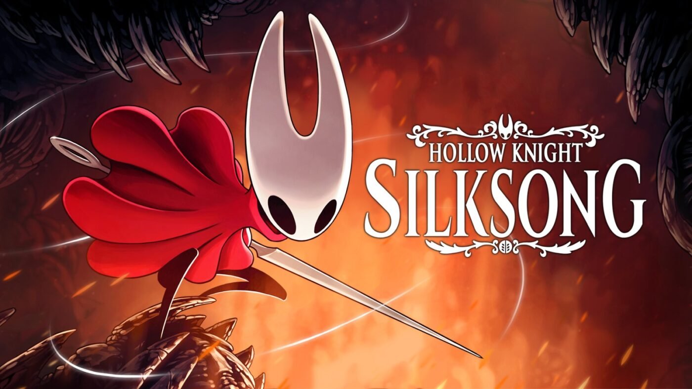 Silksong key art, a bug person wields a needle like a sword