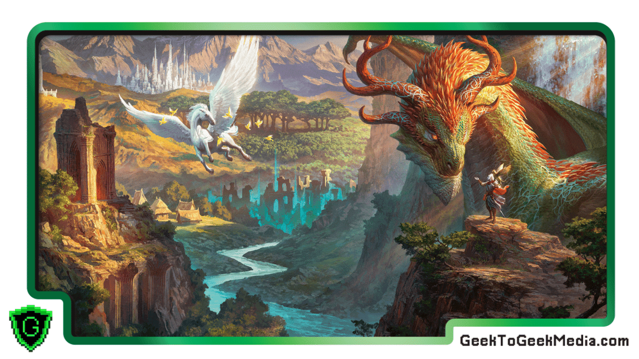 Heroes and adventures of faerun cover image with pegasus and dragons
