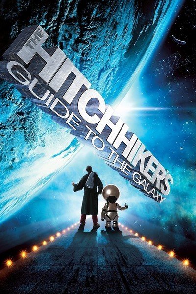 Stunning movie poster for "the hitchhiker's Guide to the Galaxy"