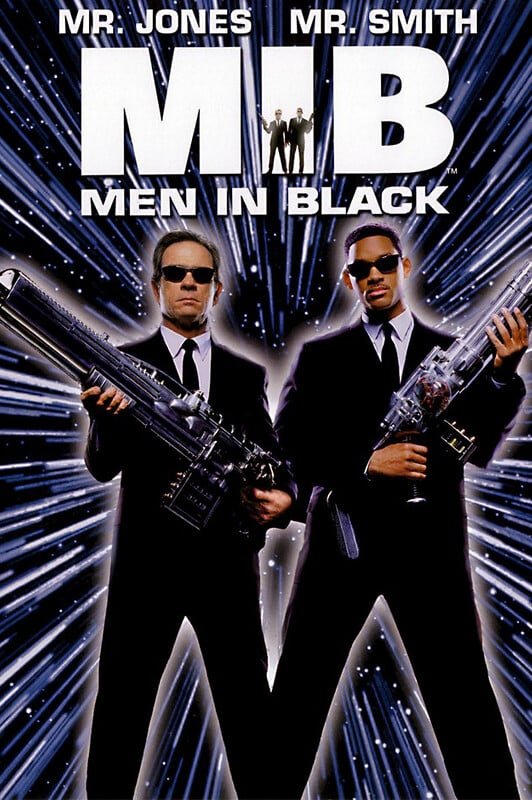 Movie poster for "men in black" (mib) with tommy lee jones and will smith