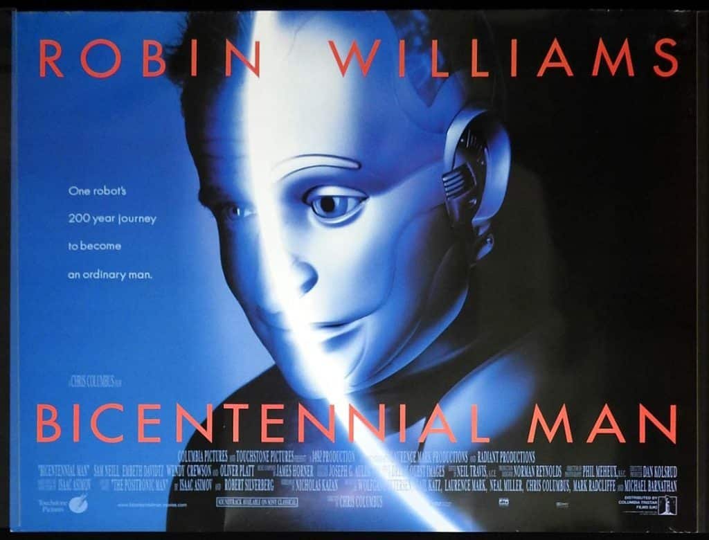 Movie poster for "bicentennial man" starring robin williams - tagline: "one robot's 200 year journey to become an ordinary man."