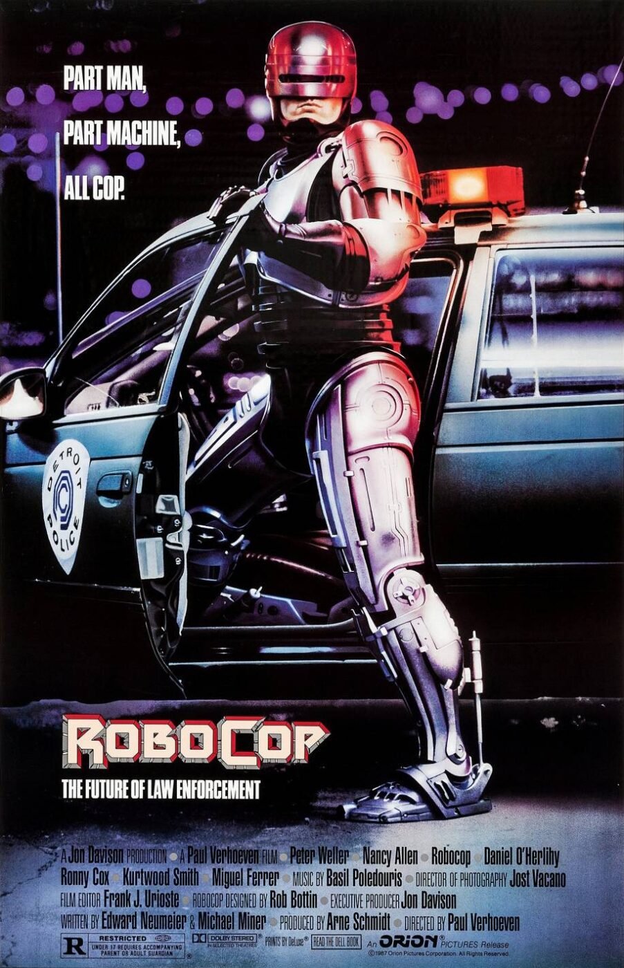 Classic, iconic movie poster for "robocop" (1987) - tagline: "part man, part machine, all cop. "